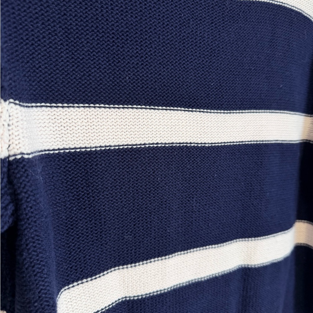 GAP Navy and Cream Striped Turtleneck Sweater with Various Cable Knit Design - Picture 15 of 15
